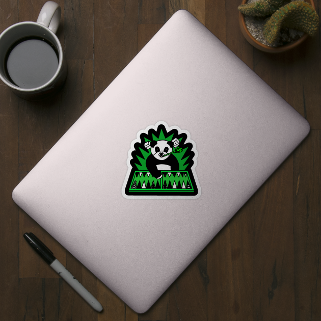 Funny panda play backgammon by Andrew Hau